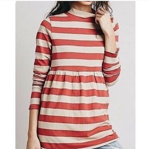 COPY - We the Free mock neck striped babydoll long sleeve